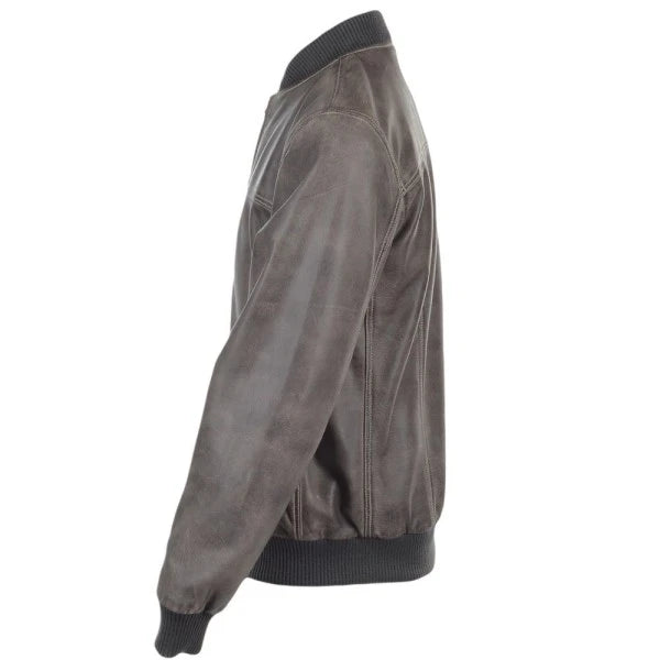 Mens Biker Moto distressed Brown Bomber leather jacket