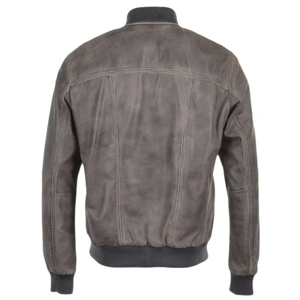 Mens Biker Moto distressed Brown Bomber leather jacket