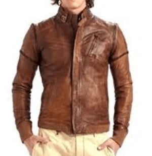 Men’s Biker Vintage Motorcycle Distressed Brown Retro Rider Leather Jacket NEW