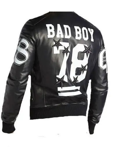 Mens Black Bomber Fashion Stylish Bad Boy Leather Jacket