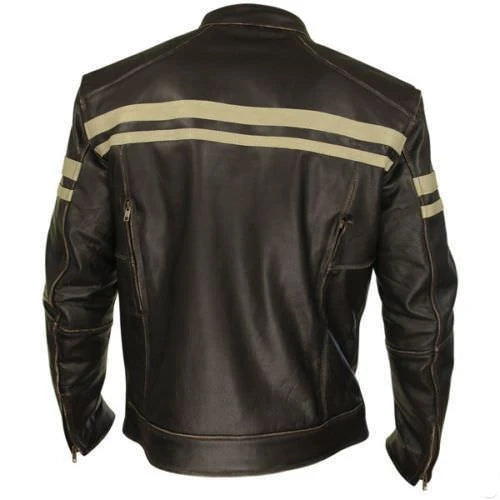 Mens Black Lambskin Slim Fit Biker Motorcycle Style Leather jacket