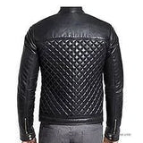 Men’s Black Slim fit Biker Vintage Motorcycle Quilted Genuine Leather Jacket