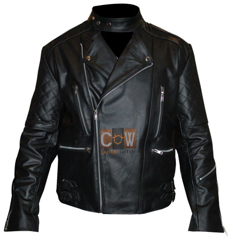 Mens Brando Black Motorcycle Leather Jacket for Sale