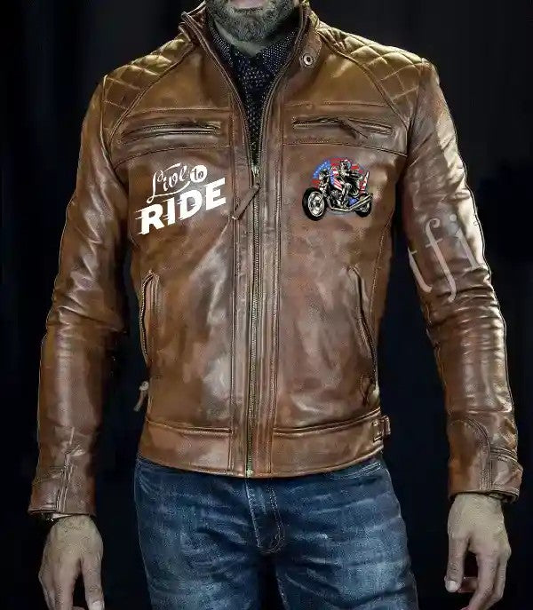 Classic American Choppers Vintage Motorcycle Leather Jacket