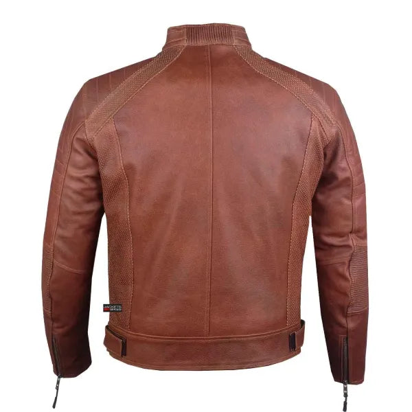 Men’s Heavy-Duty Vintage Brown Leather Motorcycle Cafe Racer Jacket