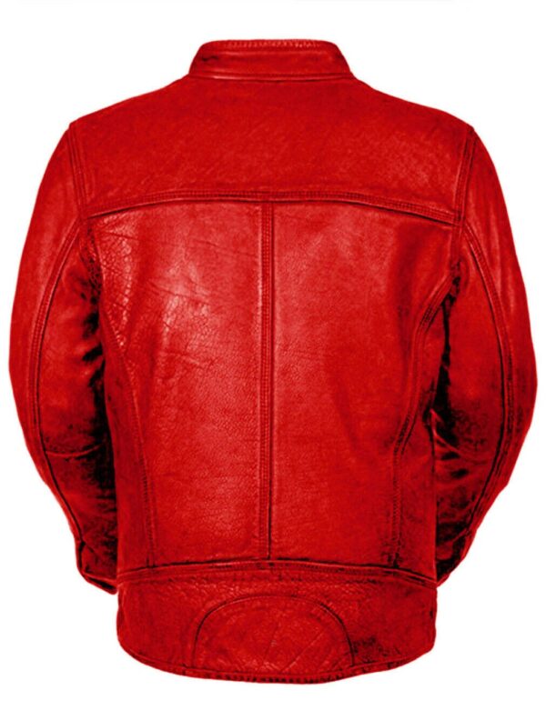 Red Vintage Biker Motorcycle Leather Jacket For Men