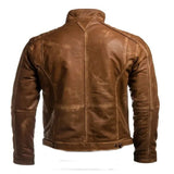 Tan Mens vintage Biker style leather jacket for Sale