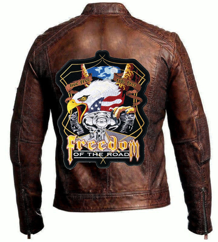 Mens Vintage Motorcycle Freedom of the Road Brown Leather Jacket