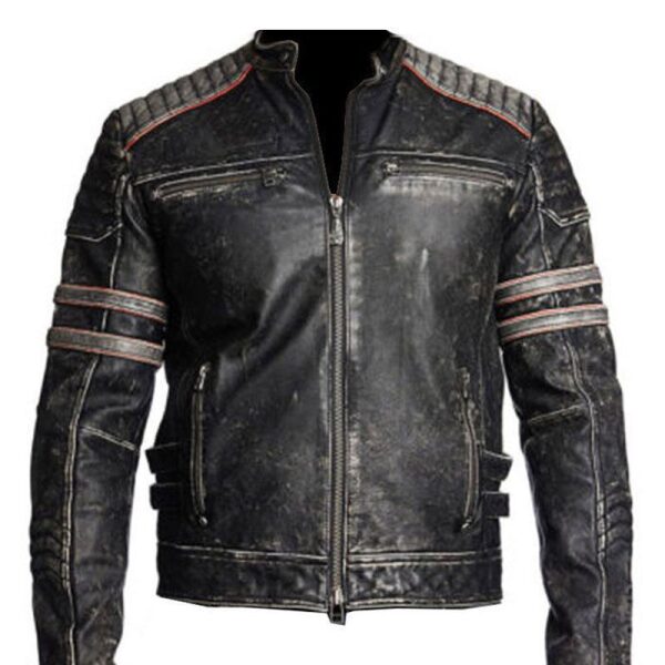 MEN RETRO HELLS ANGLES DEATH SQUAD BLACK LEATHER JACKET