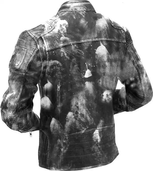 Mens Vintage Biker Style Motorcycle Cafe Racer Distressed Genuine Leather Jacket