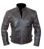 Mens Cafe Racer Brown Vintage Biker Leather Jacket