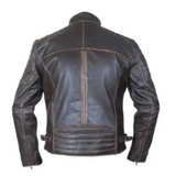 Mens Cafe Racer Brown Vintage Biker Leather Jacket