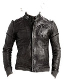 Men’s Vintage Diesel Black Convertible Cafe Racer 100% Genuine Leather Jacket