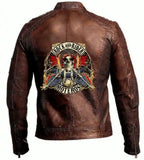Mens Vintage Motorcycle Distressed Brown Rock and Rider Leather Jacket
