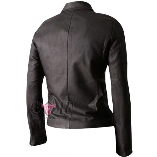 Multi Pocket Slim Fit Biker Brown Leather Jacket