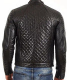 New Men’s Genuine Lambskin Black Slim fit Biker Quilted Leather Jacket