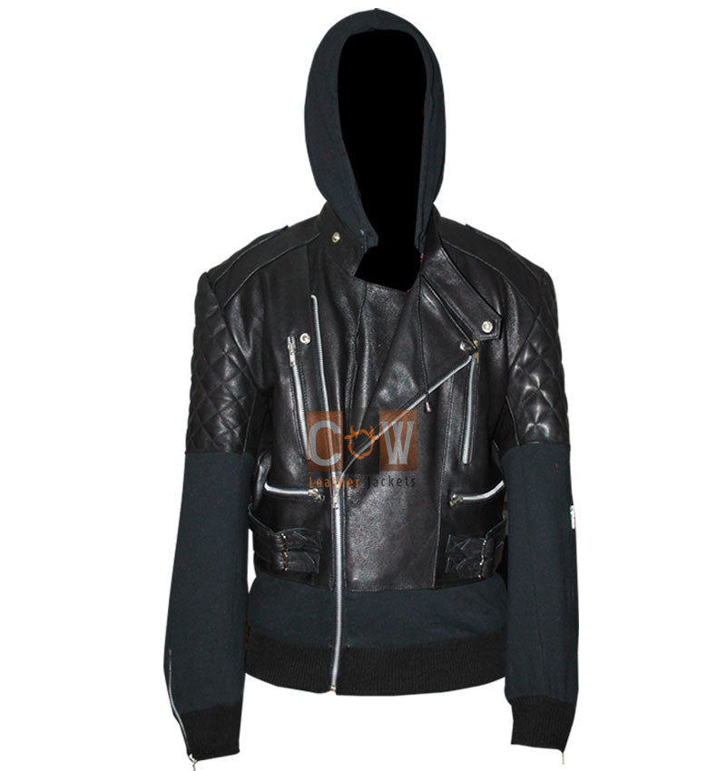 Chris Brown Bomber Black Outfit Leather Jacket for Sale