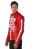 Red Leather Jacket For Men with Skeleton