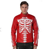 Red Leather Jacket For Men with Skeleton