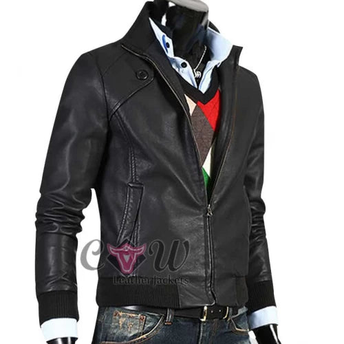 Slim Fit Black Vintage Leather Jacket