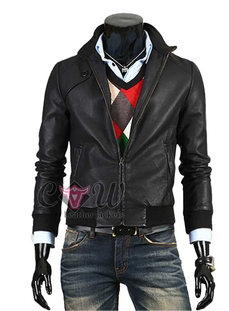 Slim Fit Black Vintage Leather Jacket