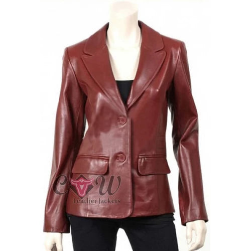 Slim Fit Brown Two Button Genuine Leather Jacket