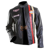 Gulf Steve Mcqueen Motorcycle/Biker Genuine Leather Jacket