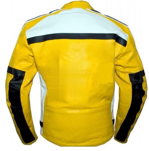 Yellow White Biker Motorcycle Racing Leather Jacket
