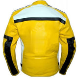 Yellow White Biker Motorcycle Racing Leather Jacket