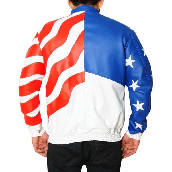 American Flag White Cafe Racer Leather Jacket