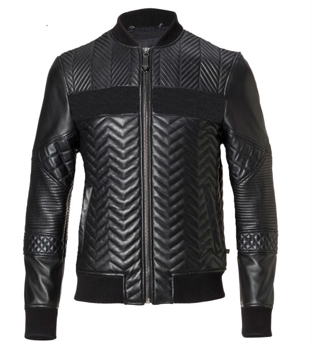 Black Bomber Leather stylish Jacket