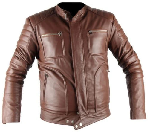 Brown Vintage Motorcycle Leather Jacket For Sale
