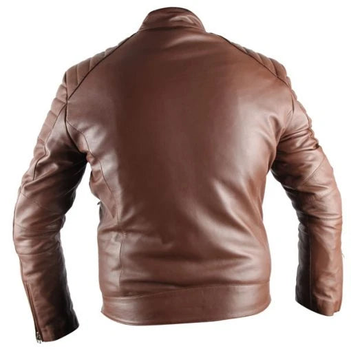 Brown Vintage Motorcycle Leather Jacket For Sale