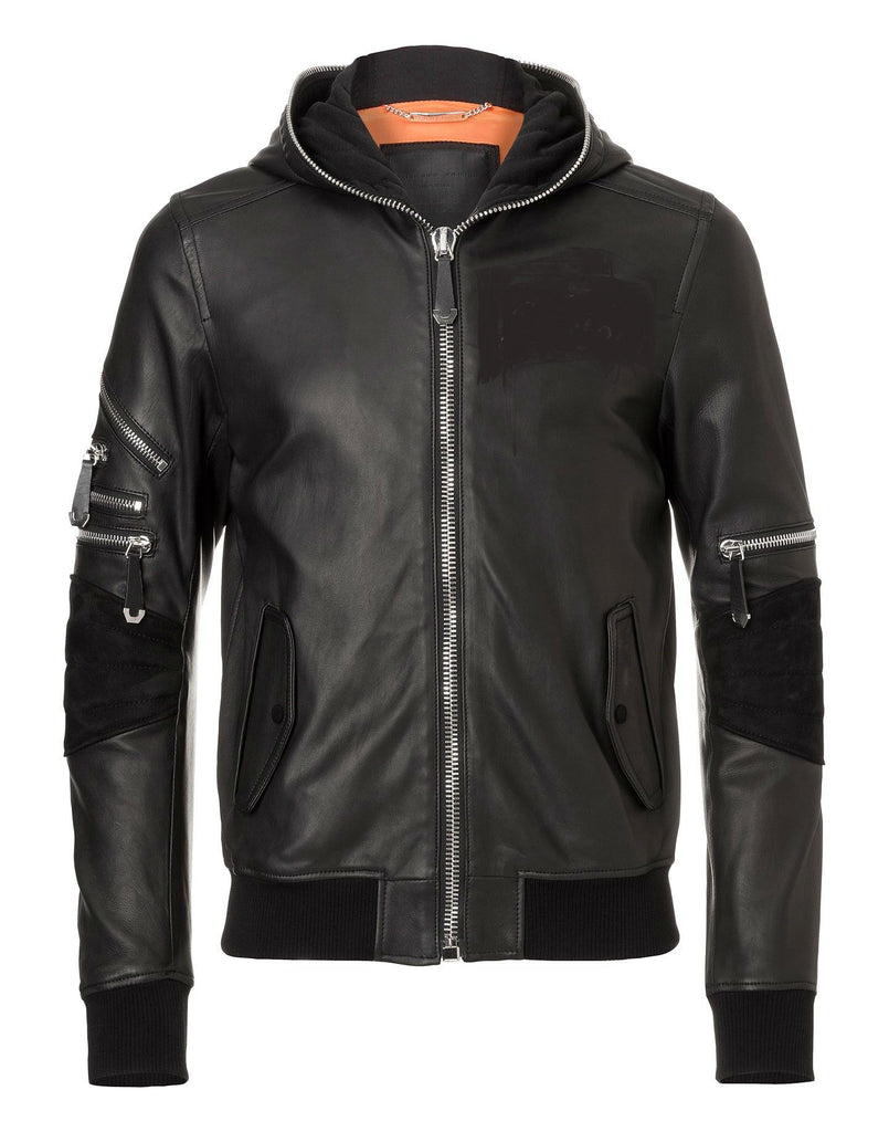 Mens Black Bomber Fashion Stylish Leather Jacket