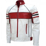 Mens White Biker Nappa Leather Jacket