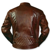 Mens Retro Vintage Cafe Racer Brown Leather Motorcycle Jacket