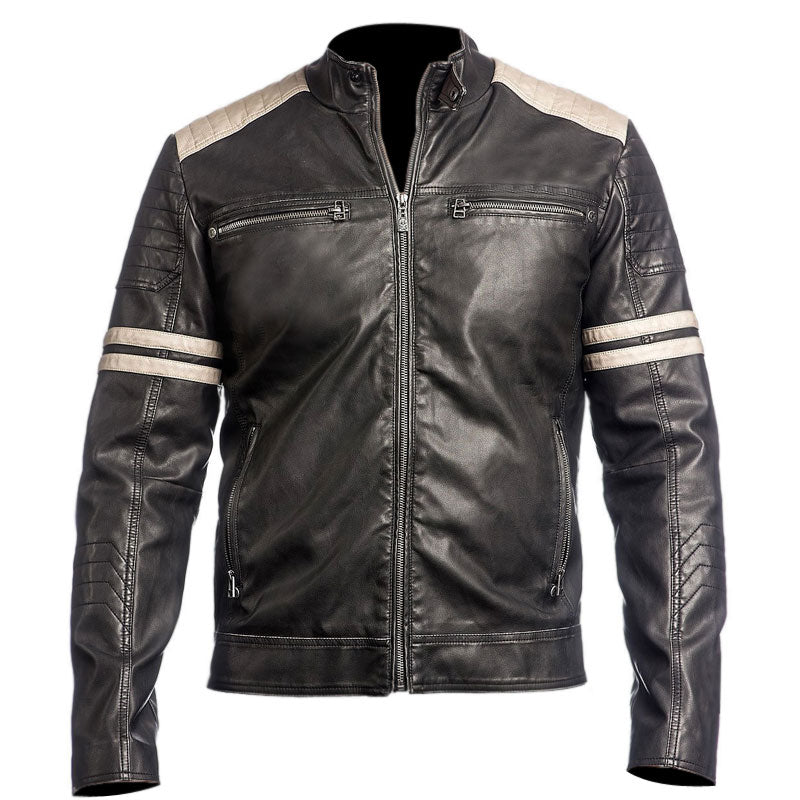 Mens Moto Fashion Black Leather Jacket