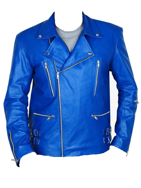 Royal Blue Leather Jacket For Men