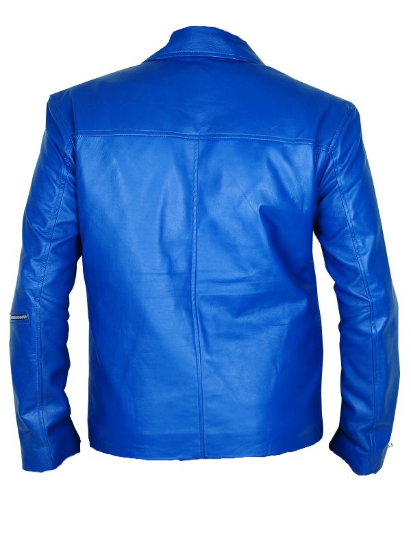 Royal Blue Leather Jacket For Men