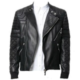 Mens Black Bomber Quilted Leather fashion Jacket