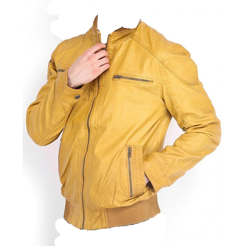 Racer Yellow Bomber Jacket Mens
