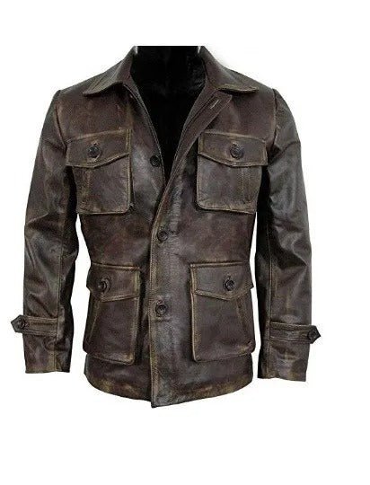 Men's Stylish Cafe Racer Biker Real Leather Distressed Brown Leather Jacket