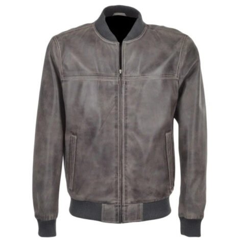 Mens Biker Moto distressed Brown Bomber leather jacket