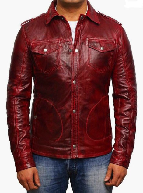 Men Casual Smart Biker Motorcycle Cafe Racer Genuine Leather Jacket