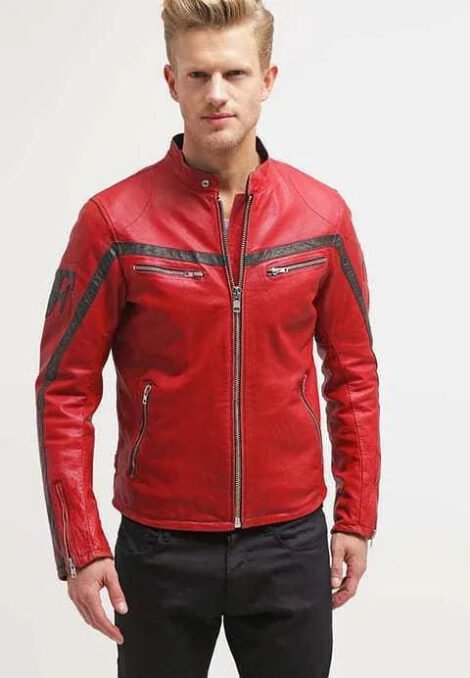 Red Motorcycle leather Bikers Jacket